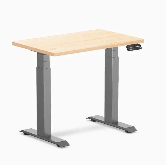 Main image of Desky Dual Mini Hardwood Sit Stand Desk - Maple / 32 x 20 in / Space Gray