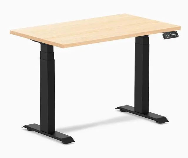 Main image of Desky Dual Mini Hardwood Sit Stand Desk - Maple / 40 x 24 in / Matte Black