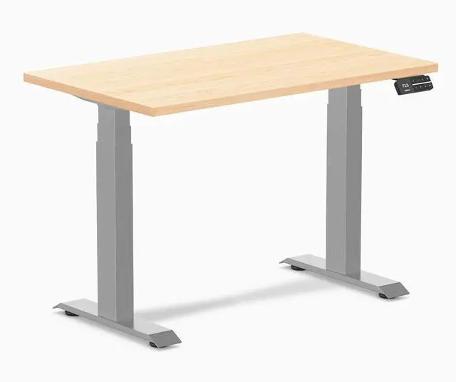 Main image of Desky Dual Mini Hardwood Sit Stand Desk - Maple / 40 x 24 in / Grey