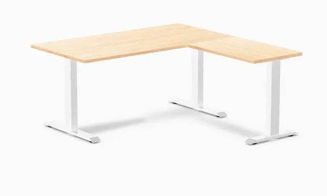 Main image of Desky Zero Hardwood L-Shape Office Desk - Maple / 60 x 30 x 62 x 20 in / White