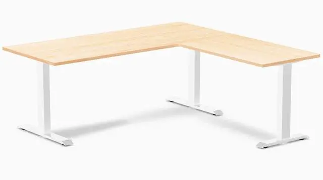 Main image of Desky Zero Hardwood L-Shape Office Desk - Maple / 72 x 30 x 70 x 24 in / White