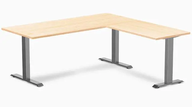 Main image of Desky Zero Hardwood L-Shape Office Desk - Maple / 72 x 30 x 70 x 24 in / Space Gray