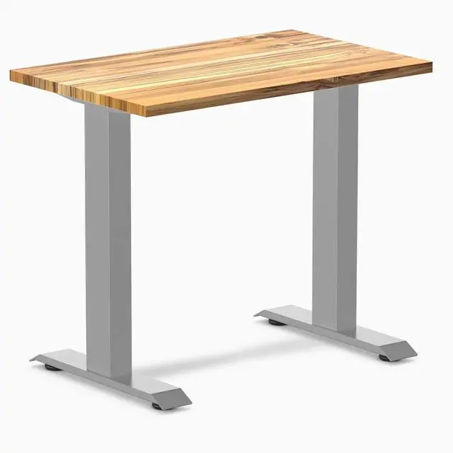 Main image of Desky Zero Mini Hardwood Office Desk - Teak / 32 x 20 in / Gray