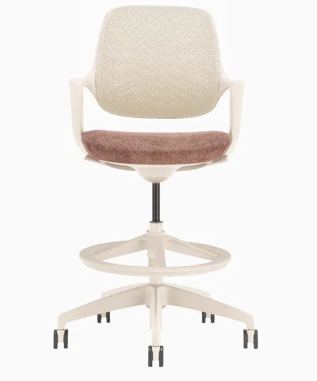 Main image of Desky Evoque Low Back Office Chair - White + Peach / Drafting Kit