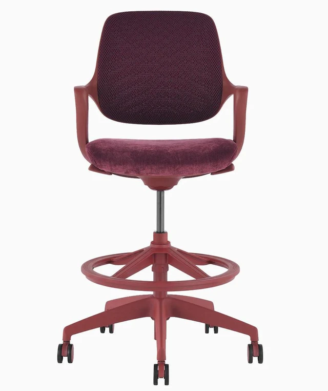 Main image of Desky Evoque Low Back Office Chair - Red Velvet / Drafting Kit