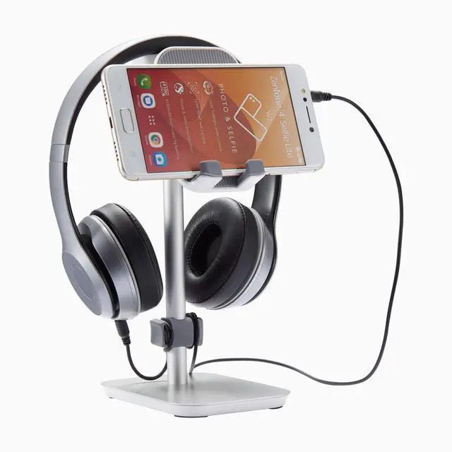 Alt view image 7 of 7 - Desky Headphone and Phone Stand - Silver