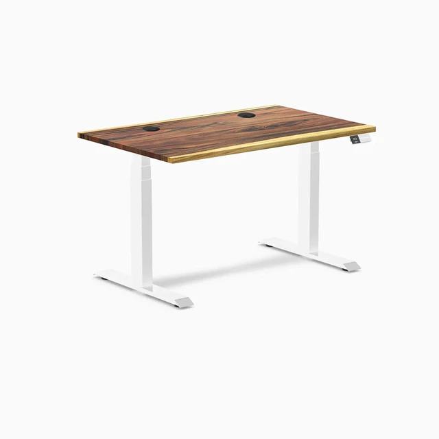 Alt view image 8 of 8 - Desky Dual Hardwood Sit Stand Desk - Saman / 48 x 30 inches with Grommets / White