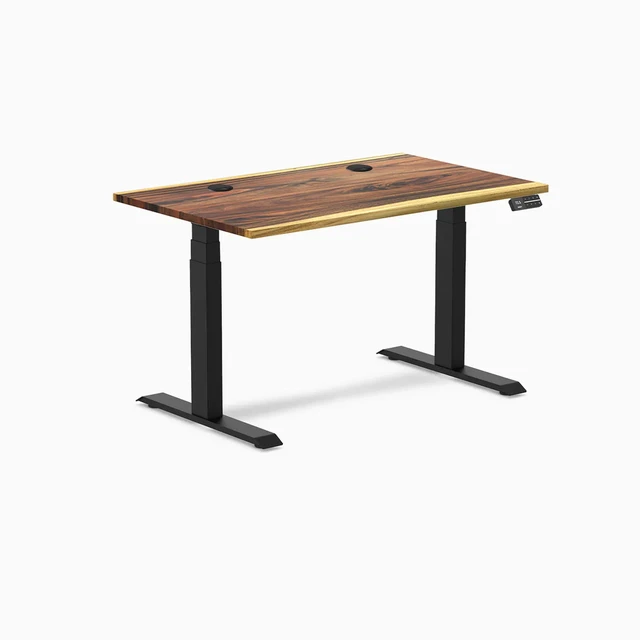 Alt view image 8 of 8 - Desky Dual Hardwood Sit Stand Desk - Saman / 48 x 30 inches with Grommets / Matte Black