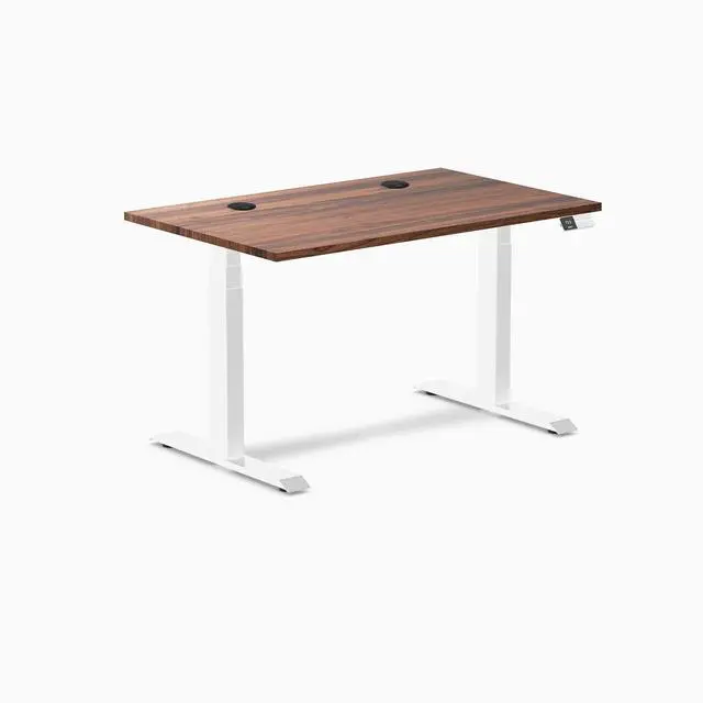 Alt view image 8 of 8 - Desky Dual Hardwood Sit Stand Desk - Walnut / 48 x 30 inches with Grommets / White