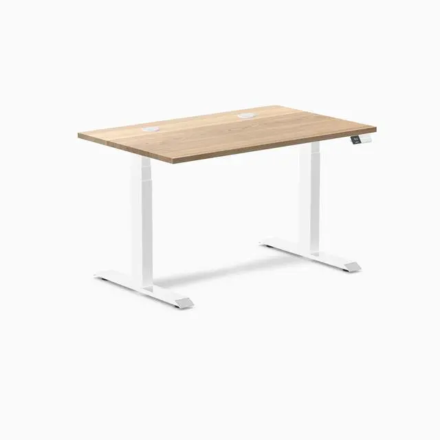 Alt view image 8 of 8 - Desky Dual Hardwood Sit Stand Desk - White Ash / 48 x 30 inches with Grommets / White