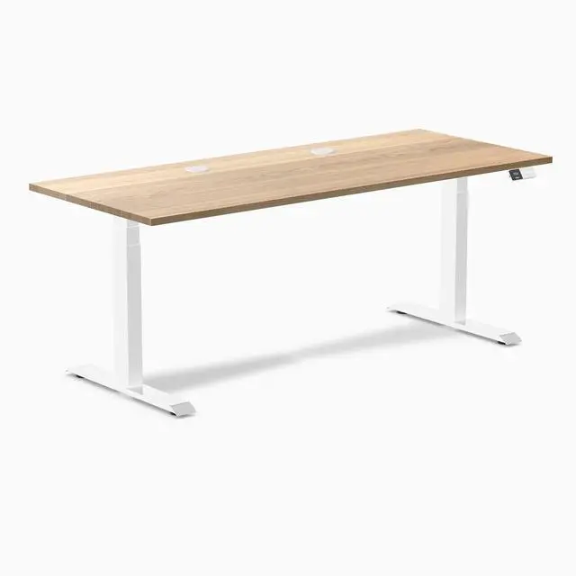 Alt view image 8 of 8 - Desky Dual Hardwood Sit Stand Desk - White Ash / 72 x 30 inches with Grommets / White