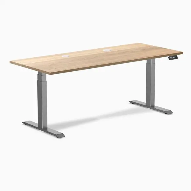 Alt view image 8 of 8 - Desky Dual Hardwood Sit Stand Desk - White Ash / 72 x 30 inches with Grommets / Space Grey