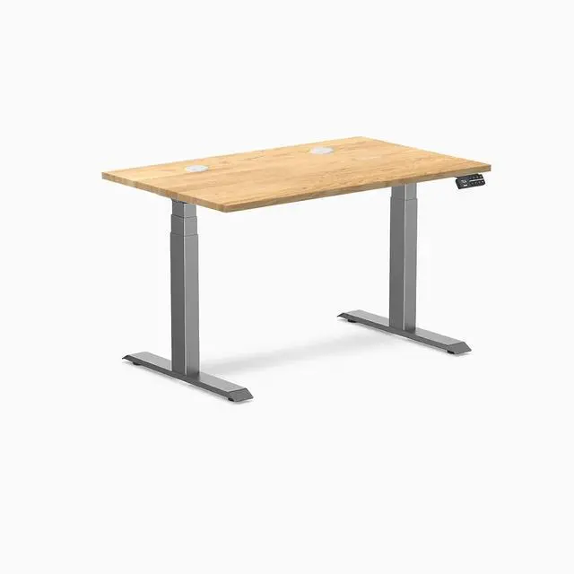 Alt view image 8 of 8 - Desky Dual Hardwood Sit Stand Desk - White Oak / 48 x 30 inches with Grommets / Space Grey