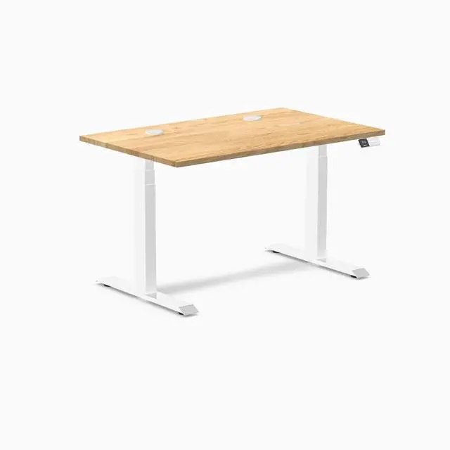 Alt view image 8 of 8 - Desky Dual Hardwood Sit Stand Desk - White Oak / 48 x 30 inches with Grommets / White