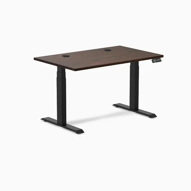 Alt view image 8 of 14 - Desky Dual Rubberwood Sit Stand Desk - Dark Walnut / 48 x 30 inches with Grommets / Matte Black