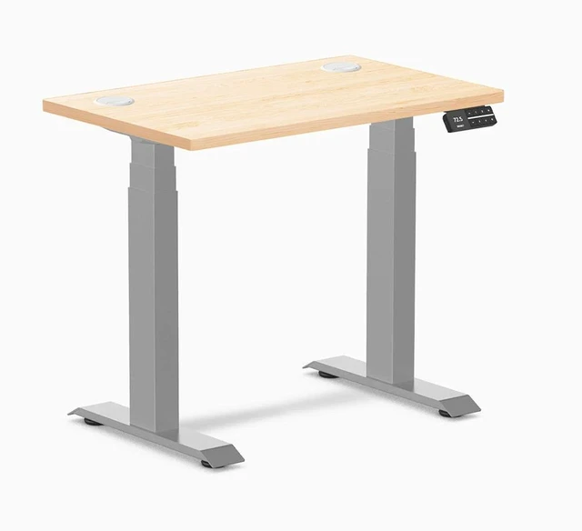 Main image of Desky Dual Mini Hardwood Sit Stand Desk - Maple / 32 x 20 in / Grey