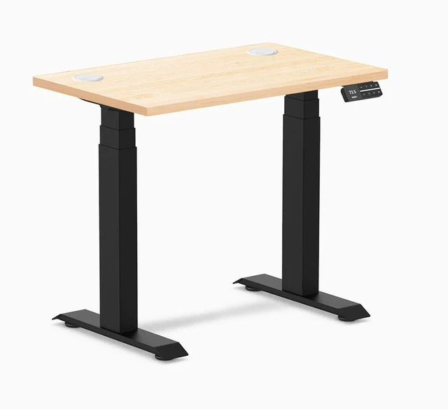 Main image of Desky Dual Mini Hardwood Sit Stand Desk - Maple / 32 x 20 in / Matte Black
