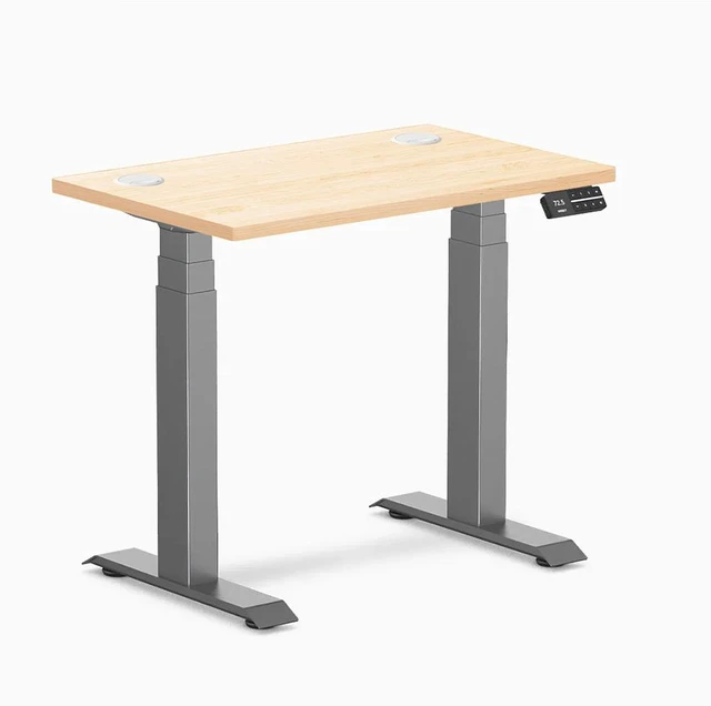 Main image of Desky Dual Mini Hardwood Sit Stand Desk - Maple / 32 x 20 in / Space Gray