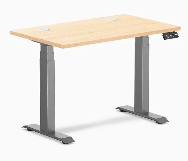 Main image of Desky Dual Mini Hardwood Sit Stand Desk - Maple / 32 x 20 in / Space Gray