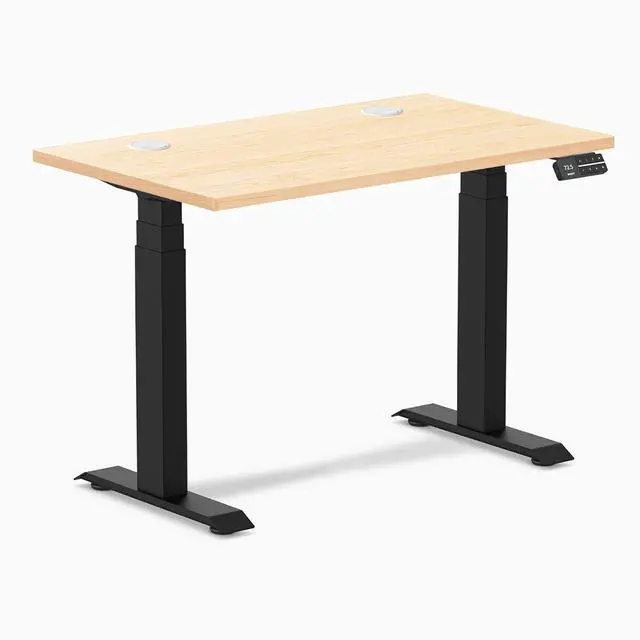 Main image of Desky Dual Mini Hardwood Sit Stand Desk - Maple / 32 x 20 in / Matte Black