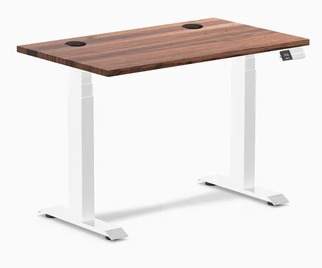 Main image of Desky Dual Mini Hardwood Sit Stand Desk - Walnut / 32 x 20 in / White