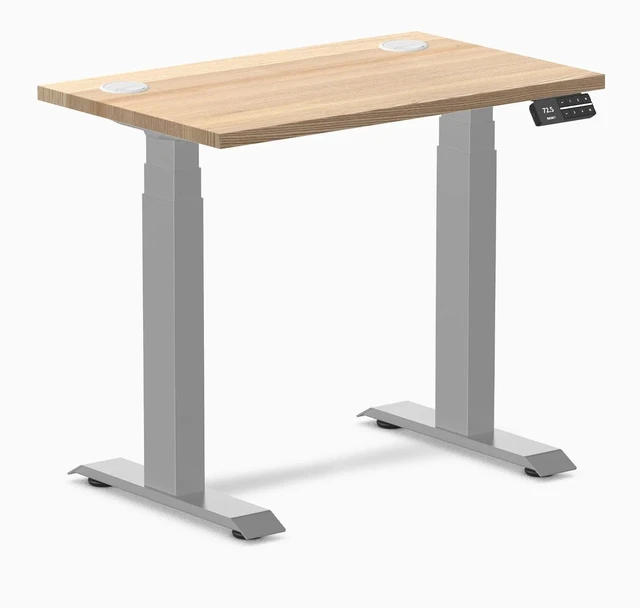Main image of Desky Dual Mini Hardwood Sit Stand Desk - White Ash / 32 x 20 in / Grey