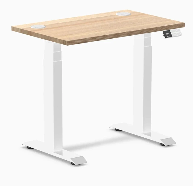 Main image of Desky Dual Mini Hardwood Sit Stand Desk - White Ash / 32 x 20 in / White