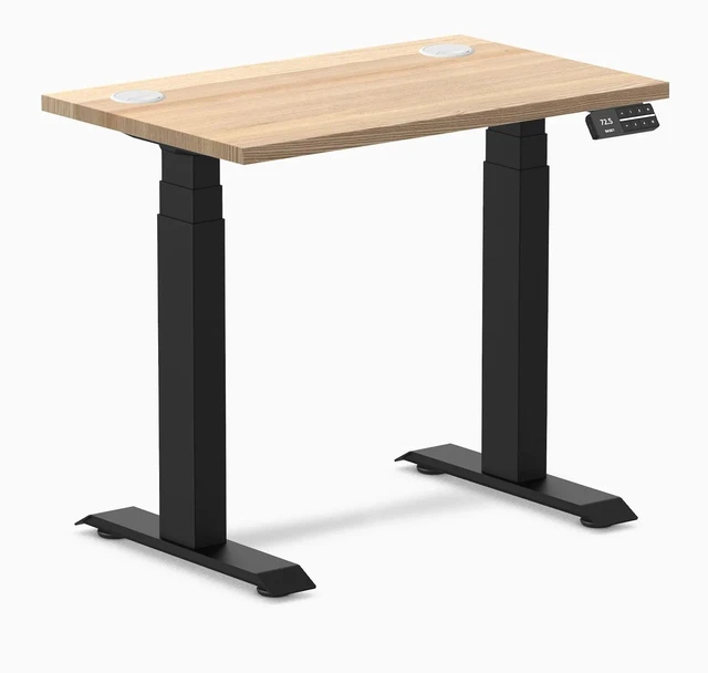 Main image of Desky Dual Mini Hardwood Sit Stand Desk - White Ash / 32 x 20 in / Matte Black