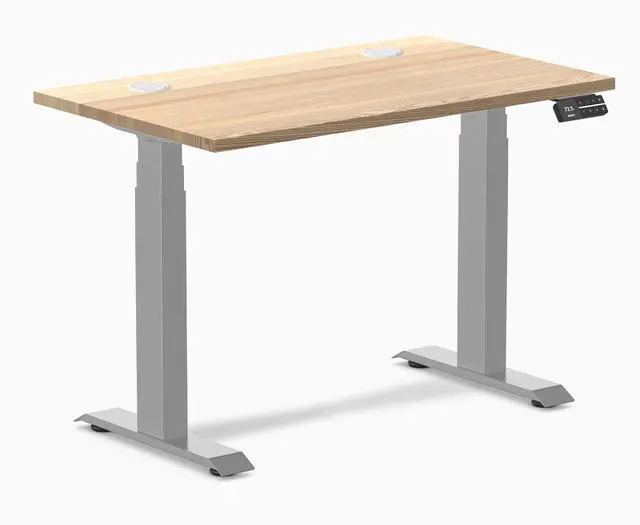 Main image of Desky Dual Mini Hardwood Sit Stand Desk - White Ash / 32 x 20 in / Grey