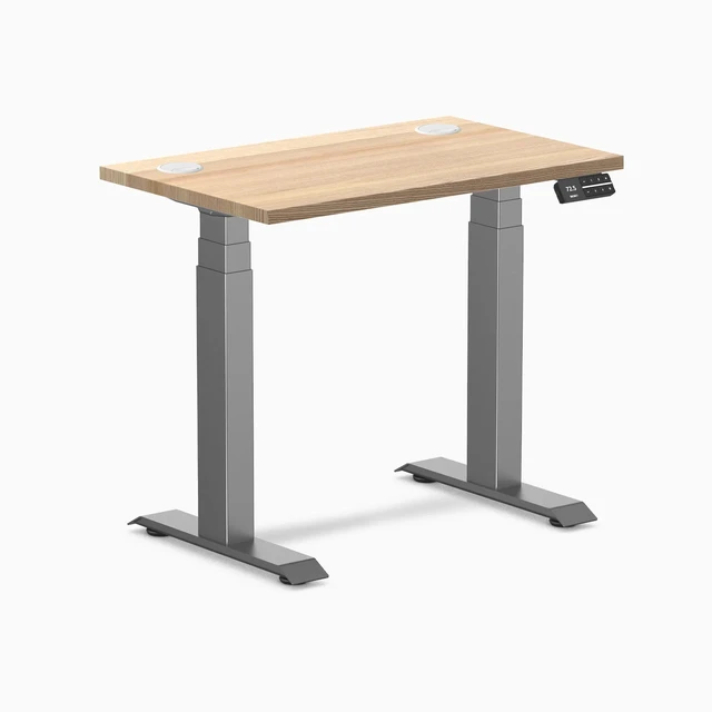 Main image of Desky Dual Mini Hardwood Sit Stand Desk - White Ash / 32 x 20 in / Space Gray