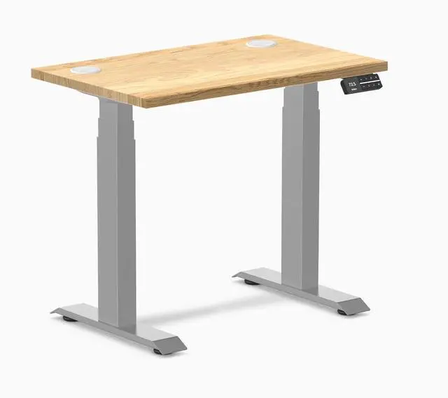 Main image of Desky Dual Mini Hardwood Sit Stand Desk - White Oak / 32 x 20 in / Grey