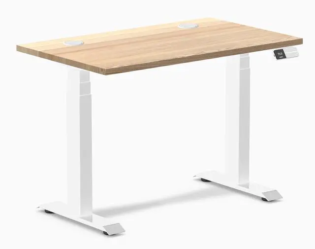 Main image of Desky Dual Mini Hardwood Sit Stand Desk - White Ash / 32 x 20 in / White