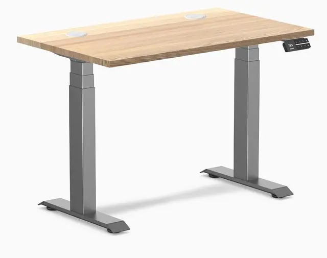 Main image of Desky Dual Mini Hardwood Sit Stand Desk - White Ash / 32 x 20 in / Space Gray