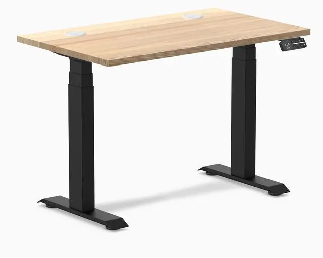 Main image of Desky Dual Mini Hardwood Sit Stand Desk - White Ash / 32 x 20 in / Matte Black