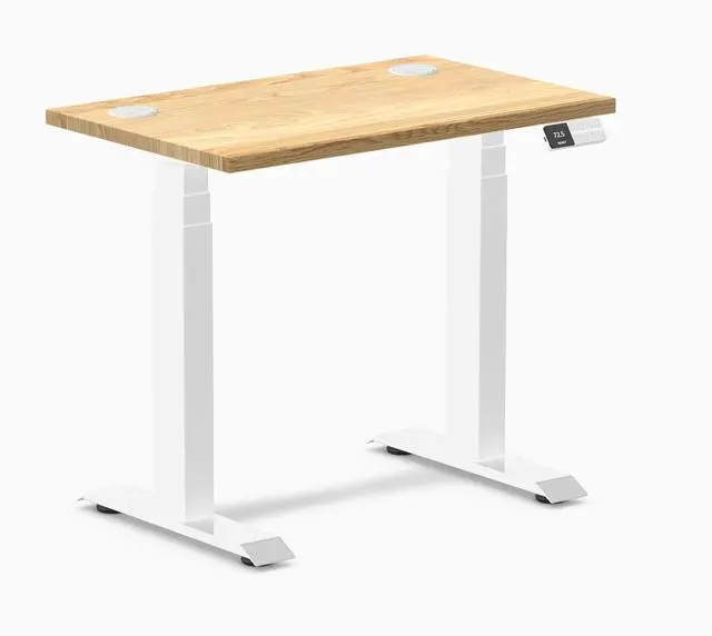 Main image of Desky Dual Mini Hardwood Sit Stand Desk - White Oak / 32 x 20 in / White