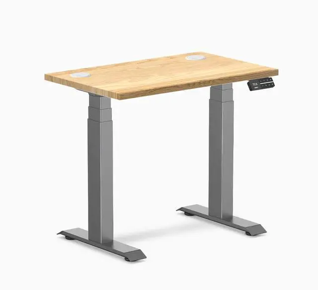Main image of Desky Dual Mini Hardwood Sit Stand Desk - White Oak / 32 x 20 in / Space Gray