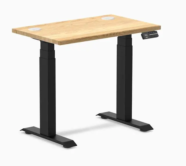 Main image of Desky Dual Mini Hardwood Sit Stand Desk - White Oak / 32 x 20 in / Matte Black