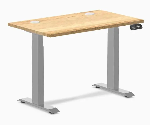Main image of Desky Dual Mini Hardwood Sit Stand Desk - White Oak / 32 x 20 in / Grey