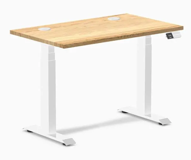 Main image of Desky Dual Mini Hardwood Sit Stand Desk - White Oak / 32 x 20 in / White