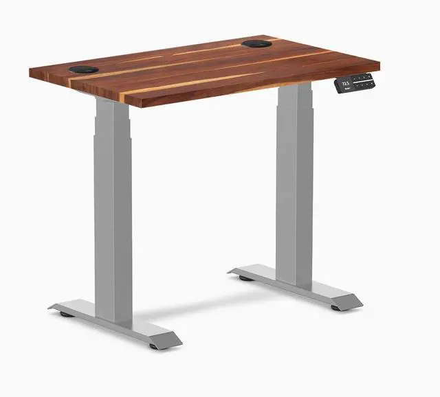 Main image of Desky Dual Mini Hardwood Sit Stand Desk - Pheasantwood / 32 x 20 in / Grey