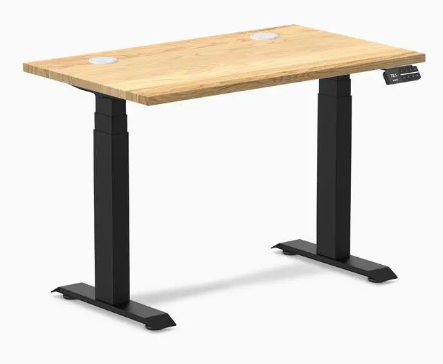 Main image of Desky Dual Mini Hardwood Sit Stand Desk - White Oak / 32 x 20 in / Matte Black