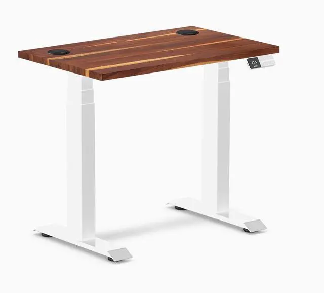 Main image of Desky Dual Mini Hardwood Sit Stand Desk - Pheasantwood / 32 x 20 in / White