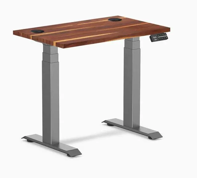 Main image of Desky Dual Mini Hardwood Sit Stand Desk - Pheasantwood / 32 x 20 in / Space Gray