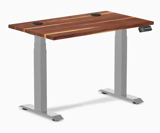 Main image of Desky Dual Mini Hardwood Sit Stand Desk - Pheasantwood / 32 x 20 in / Grey
