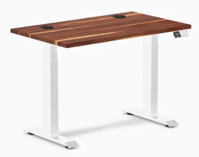 Main image of Desky Dual Mini Hardwood Sit Stand Desk - Pheasantwood / 32 x 20 in / White