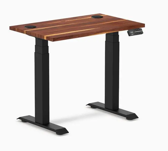 Main image of Desky Dual Mini Hardwood Sit Stand Desk - Pheasantwood / 32 x 20 in / Matte Black
