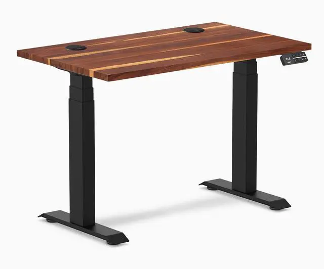 Main image of Desky Dual Mini Hardwood Sit Stand Desk - Pheasantwood / 32 x 20 in / Matte Black