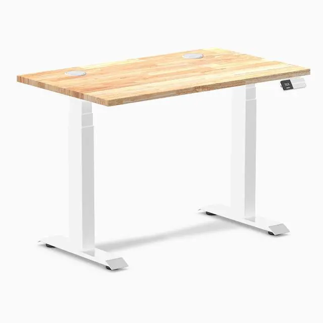 Alt view image 8 of 14 - Desky Dual Mini Rubberwood Sit Stand Desk - Natural / 40 x 24 inches with Grommets / White