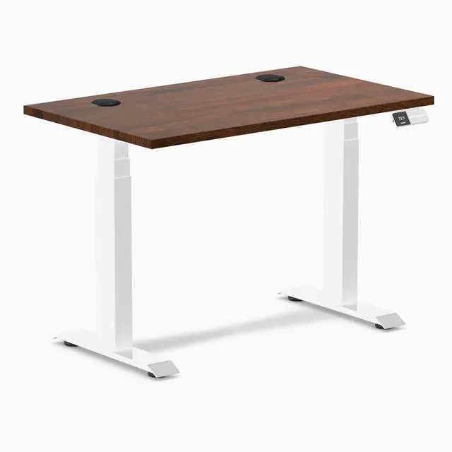 Alt view image 8 of 14 - Desky Dual Mini Rubberwood Sit Stand Desk - Red Walnut / 40 x 24 inches with Grommets / White