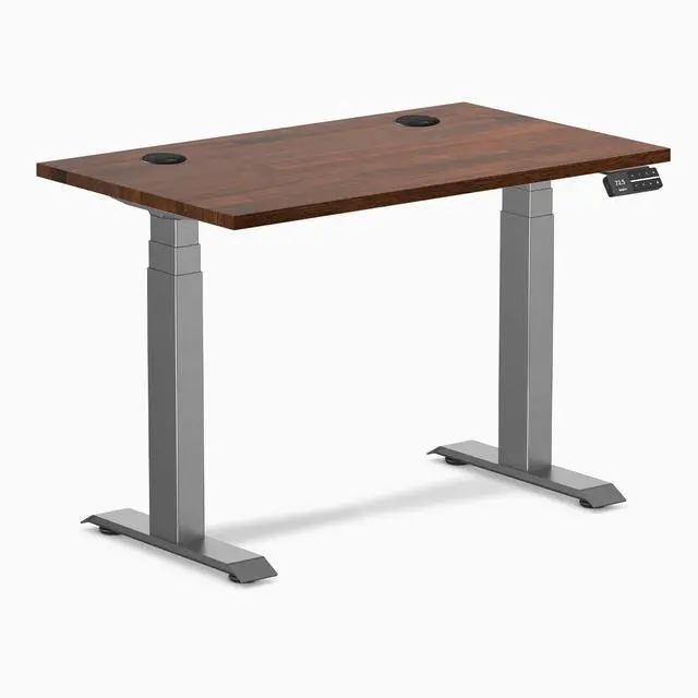 Alt view image 8 of 14 - Desky Dual Mini Rubberwood Sit Stand Desk - Red Walnut / 40 x 24 inches with Grommets / Space Grey